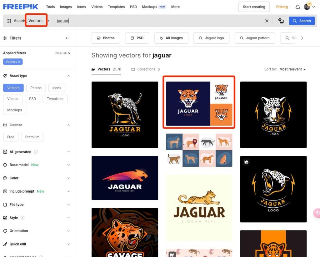 Freepik download page showing vector and JPG logo file options
