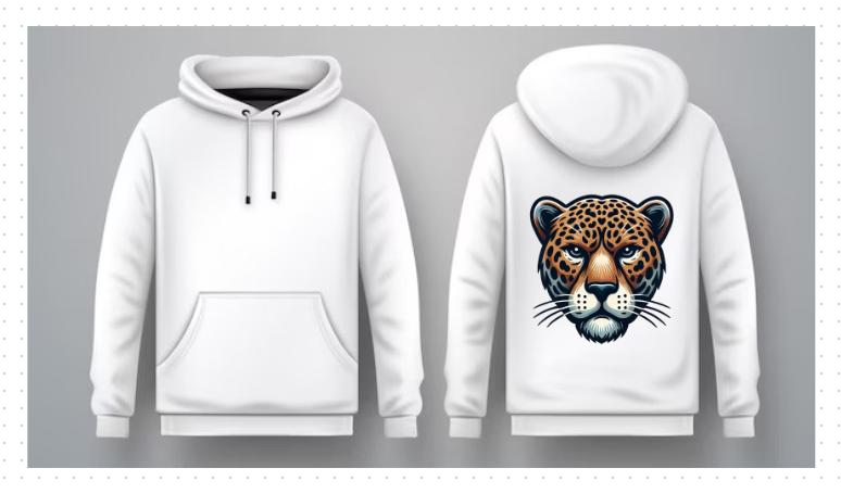 Finished hoodie mock-up with the jaguar logo printed on front