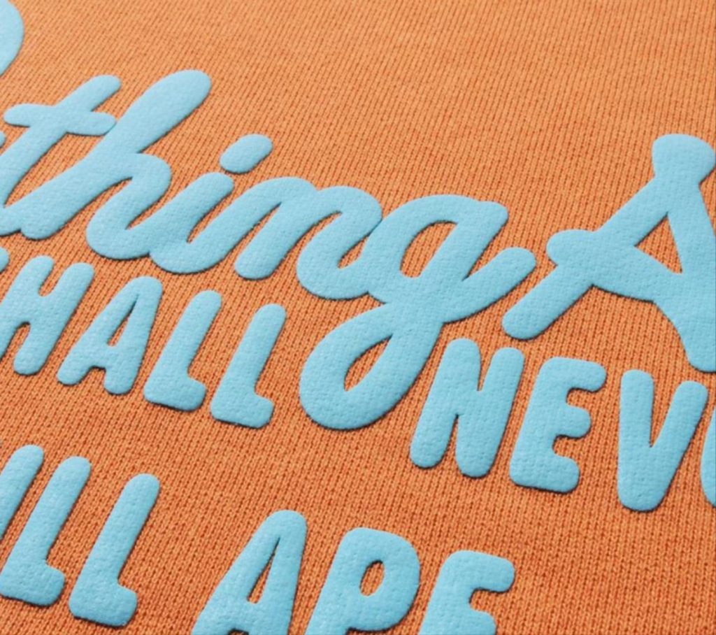 Foam-printed pattern with raised texture on packaging material