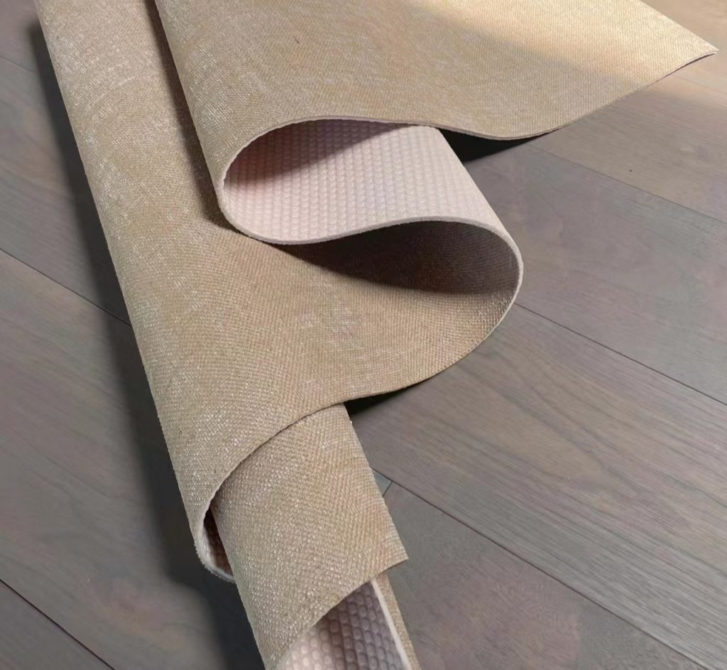 Natural fiber yoga mat with a woven texture