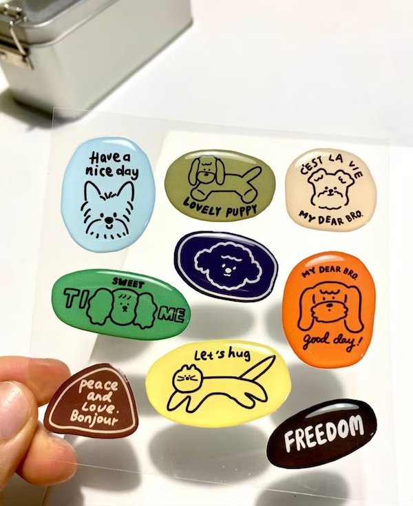 Colorful sticker set featuring cute animals and motivational phrases