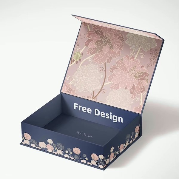 Floral-themed open gift box with "Free Design" text inside