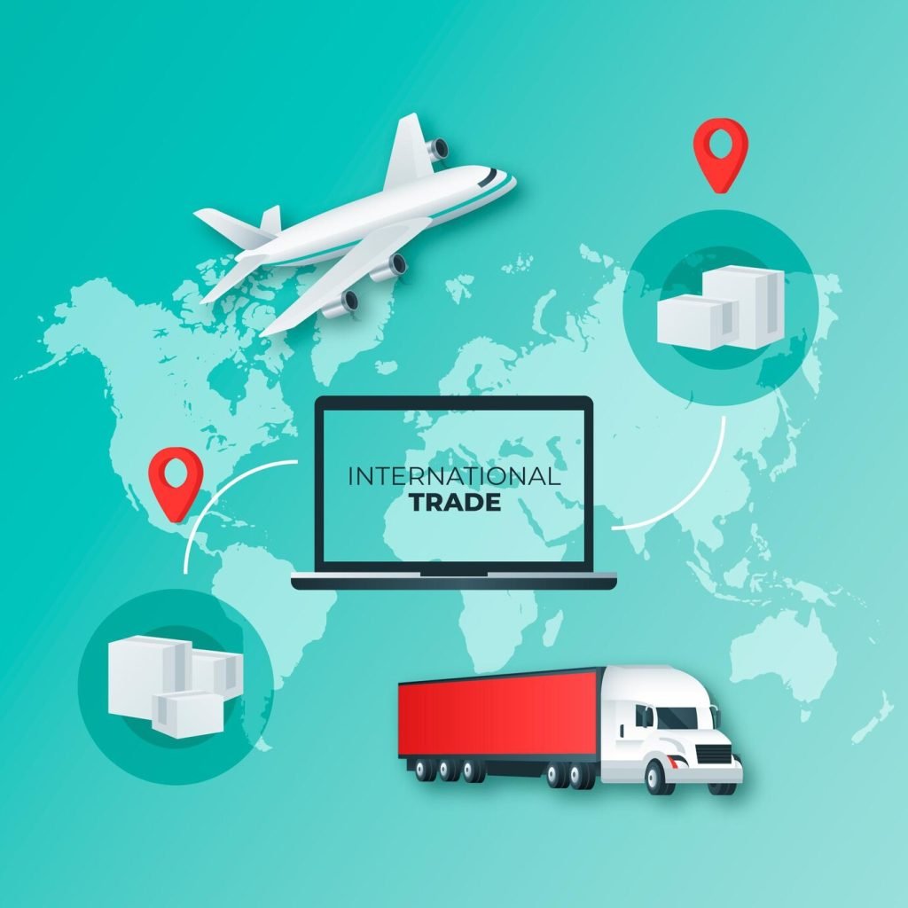 Illustration representing international trade and customs clearance procedures