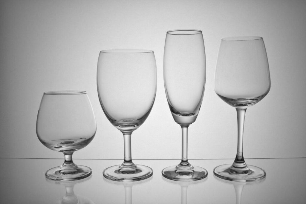 Elegant martini glassware representing a finished custom glass product