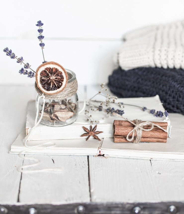 Cozy still-life arrangement with a book in a stylish home setting