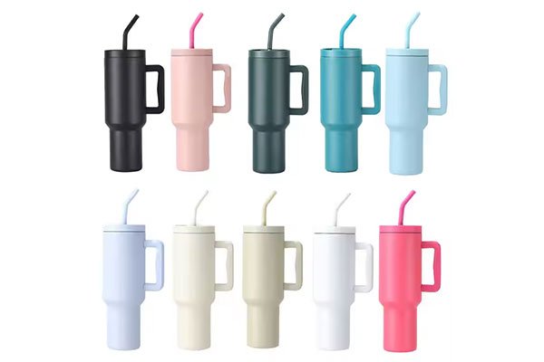 Insulated tumblers in 10 colors with matching straws