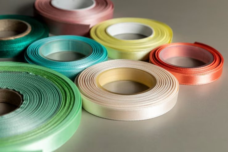 rolls of colorful ribbons