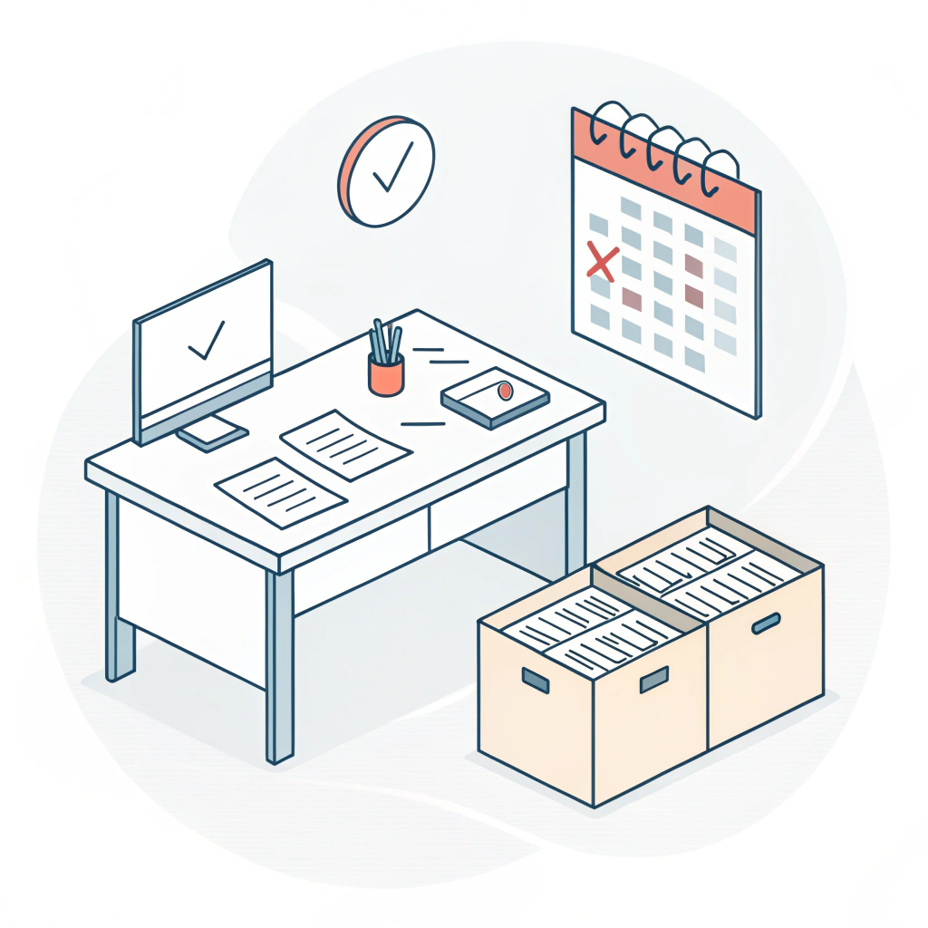 2D minimalist illustration of documents and coordination for shipment