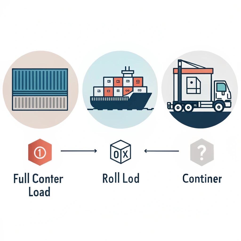 Simple flat design illustration comparing three distinct shipping method icons in a minimalist style.
