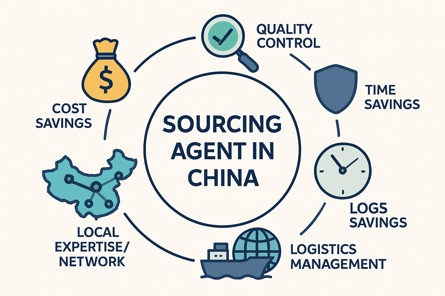 infographic summarizing the key benefits of a China sourcing agent