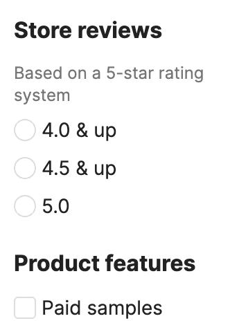 Alibaba supplier filter panel screenshot showing certification options