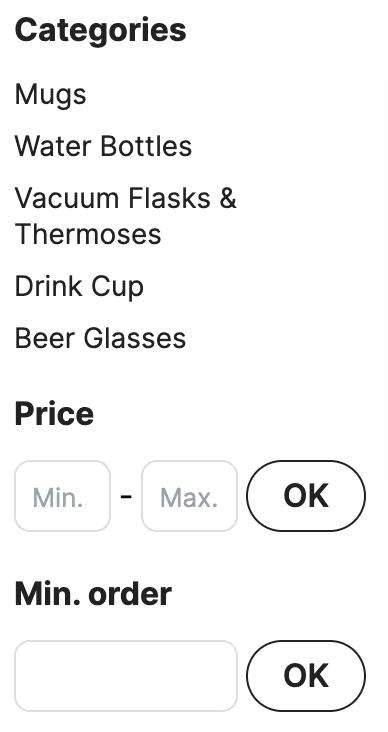 Alibaba filter screenshot for narrowing supplier search results