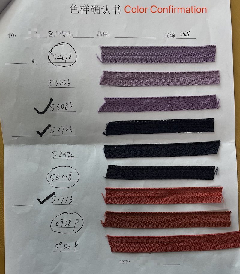 Color confirmation swatch book used to approve product color standards